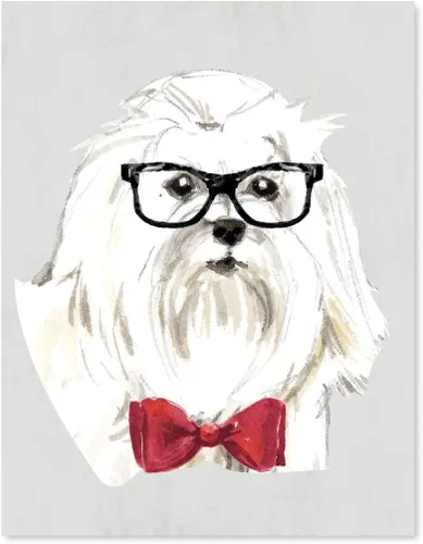 Vista 45 de Andaz Press Póster impreso para pared de perro, 8.5 x 11 pulgadas, Bulldog inglés con gafas negras, 1 paquete, regalo de cumpleaños de Navidad, sin