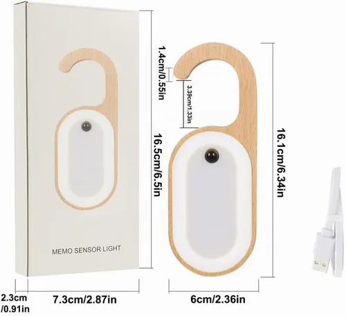 Vista 8 de Luz Nocturna de Llave de Puerta con Sensor de Movimiento para Mensaje Memo de Madera, Lámpara LED de Cerradura de Puerta con Tablero de Perilla