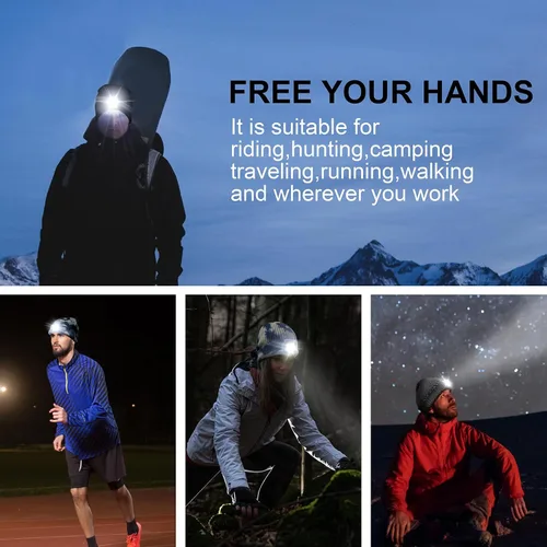 Vista 26 de Tutuko Gorro unisex con luz, gorro LED recargable por USB, sombrero LED con linterna, regalos para hombres, mujeres, papá