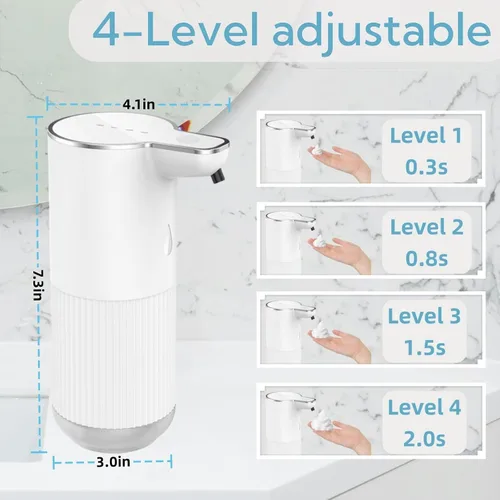 Vista 2 de Dispensador automático de jabón, dispensador eléctrico recargable de jabón para manos y platos para fregadero de cocina y baño, bomba sin contacto