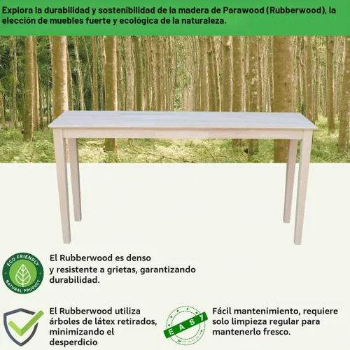 Vista 3 de Mesa para consola de madera sólida, sin acabado, Metal, madera, Unfinished