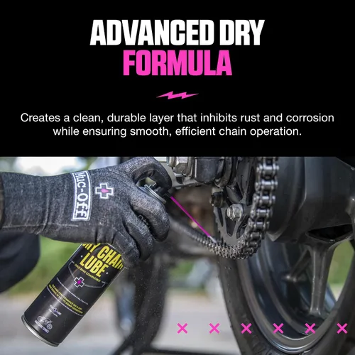 Vista 3 de Muc-Off Lubricante de cadena seca para motocicleta, fórmula sintética ultraduradera, lubricación de larga duración, máxima protección de cadena