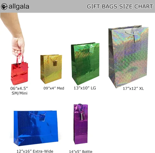 Vista 3 de allgala GP50302 - Bolsas de regalo con holograma (paquete de 12, 13 x 10 pulgadas, grandes)