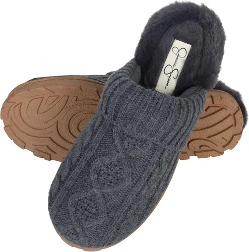 Vista 3 de Jessica Simpson - Pantuflas suaves de punto trenzado para mujer con suela para interioresexteriores