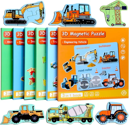Vista 11 de Rompecabezas magnéticos para niños de 1 a 3 años, rompecabezas de viaje para niños de 2 a 4 años, juguete de actividades con animales para niños