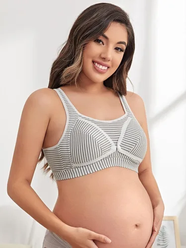 Vista 4 de Floerns Sujetador de maternidad para mujer con estampado de rayas para lactancia materna