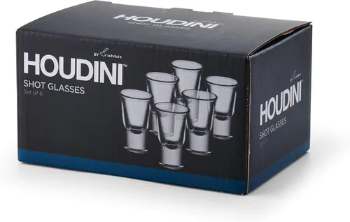 Vista 5 de Houdini Juego de 6 vasos de chupito de base pesada, vasos de chupito de 1.2 onzas