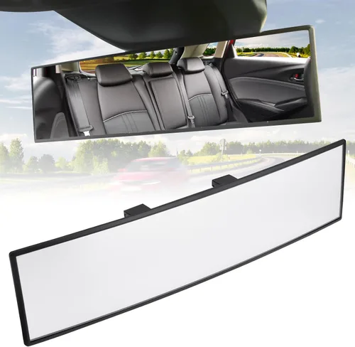 Vista 9 de JOYTUTUS Espejo retrovisor, universal de 11.81 pulgadas, panorámico, convexo, retrovisor interior con clip, espejo gran angular para reducir