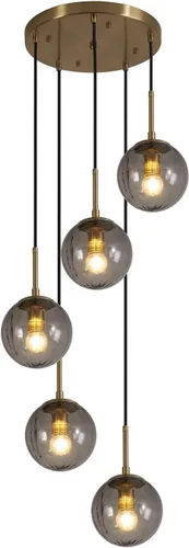 Vista 9 de KCO Iluminación Moderna de Mediados de Siglo Lámpara Colgante de Globo de 3 Luces Lámpara Colgante de Latón Dorado Lámpara Colgante de Luz Múltiple