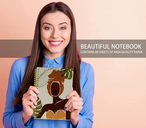 Vista 2 de Knibeo Cuaderno bohemio para mujer, diario de niña negra, 5.5 x 8.3 pulgadas, cuaderno estético con 164 páginas, cuadernos para mujer