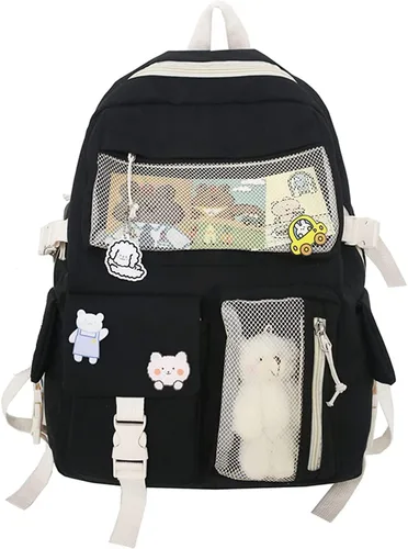 Vista 14 de Eagerrich Cute Aesthetic Kawaii Backpack for Teen Girls School Beige