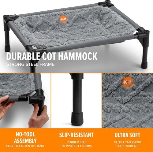 Vista 4 de K&H Cama elevada para gatos, cuna hamaca para mascotas, cama
