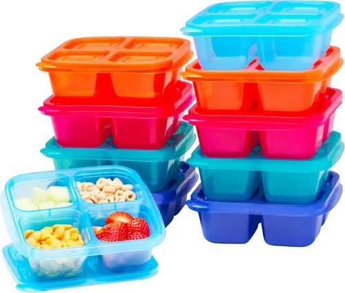 Vista 12 de EasyLunchboxes ELB4 - Caja para aperitivos (4 compartimentos) Meal Prep, Food Storage, Portion Control, Stackable, Microwave, Freezer &