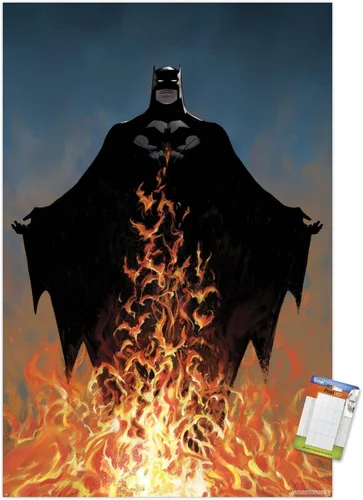 Vista 12 de Trends International DC Comics Batman - Póster de pared de fuego, 22.4 pulgadas de largo x 14.7 pulgadas, versión enmarcada de madera de granero