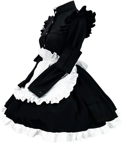 Vista 3 de Uillui Trajes de sirvienta para mujer, dulce vestido kawaii lolita, anime japonés, cosplay, disfraces de sirvienta, vestido de Halloween Ren
