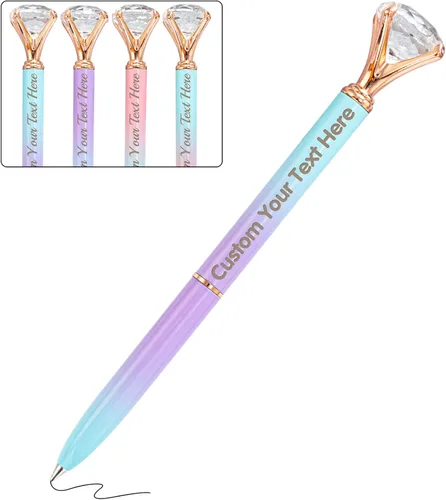 Vista 22 de 12 bolígrafos de diamante con bolígrafo personalizado de cristal a granel grabados personalizados con nombre bolígrafo de tinta negra para boda