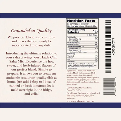 Vista 2 de Hatch Chile Salsa Starter Mix para tacos y huevos, Shawhan Farms, 4.11 onzas