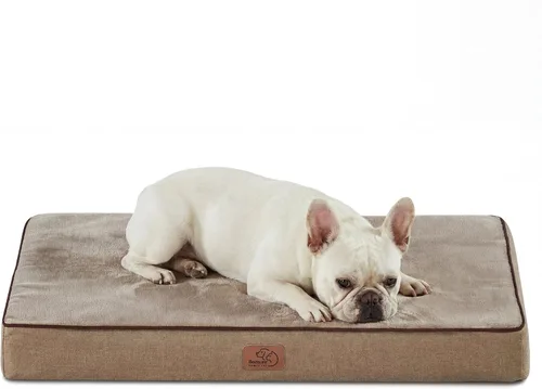Vista 14 de Bedsure Cama para perros de espuma viscoelástica para perros pequeños, camas ortopédicas para mascotas para jaula con funda extraíble lavable y Gris