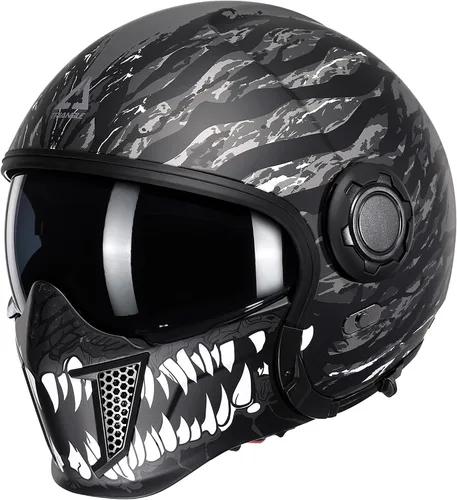 Vista 13 de TRIANGLE Cascos de motocicleta de cara completa, casco de motocross todoterreno para hombres y mujeres, doble visera con protector solar interno