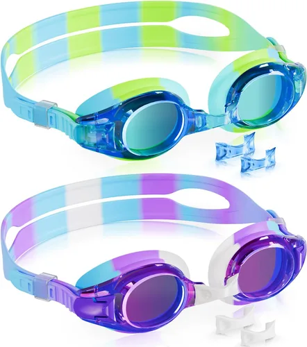 Vista 24 de Aegend - Paquete de 2 gafas para niños, gafas de natación para niños de 4 a 16 años, niños y niñas jóvenes, gafas de piscina antivaho, impermeables