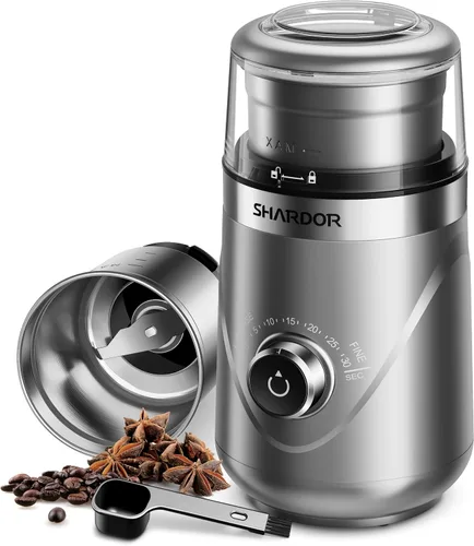 Vista 14 de SHARDOR Molinillo de café eléctrico de hoja súper silenciosa, perilla giratoria de control de molienda temporizada, ajustable grueso a fino