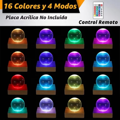 Vista 5 de Riakrum Base de luz LED cuadrada de madera de 4 piezas con control remoto RGB