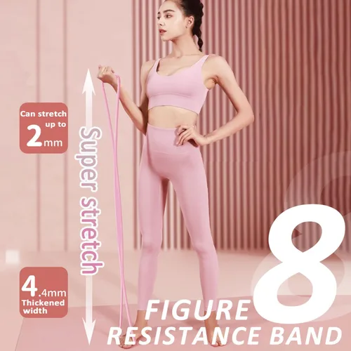 Vista 2 de Figura 8 bandas de resistencia para mujeres y hombres – Cuerda de tracción de silicona de 15 libras para entrenamiento de hombros, espalda y brazos