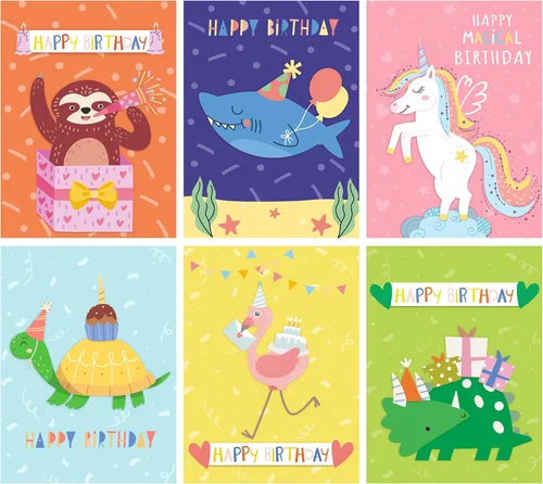 Vista 8 de Mr. Pen - Tarjetas de feliz cumpleaños para niños, 3.75 x 5.2 pulgadas, paquete de 48 con sobres, 6 diseños de animales coloridos, tarjeta
