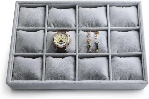 Vista 11 de Oirlv Bandejas apilables de terciopelo para joyas, rejillas, anillos, aretes, pulsera, reloj, escaparate, bandeja de exhibición