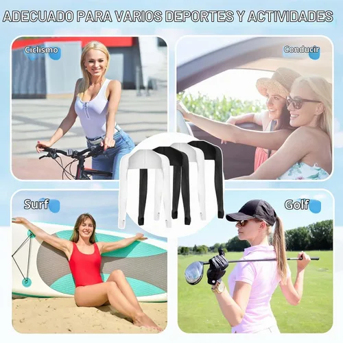 Vista 6 de PHOGARY, manguito de brazo con protección solar y UV, con enfriamiento, cómodo y transpirable, mangas anti-UV para mujer
