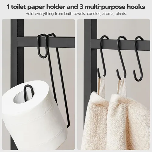 Vista 9 de HOOBRO Estante de Almacenamiento Sobre el Inodoro, Organizador de Baño de 2 Niveles Sobre el Inodoro, Estantes de Baño con Soporte para Papel