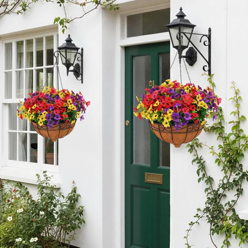 Vista 5 de CEWOR - 12 paquetes de flores artificiales para interior y exterior, margarita de seda falsa con hojas de eucalipto, flor artificial para maceta