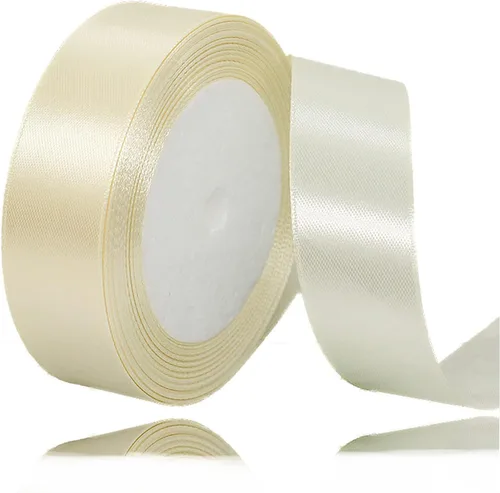 Vista 9 de Cinta beige de 1-1/2 pulgadas x 25 yardas, cinta de satén de tela de color sólido para envolver regalos, manualidades, ramos de novia, coronas