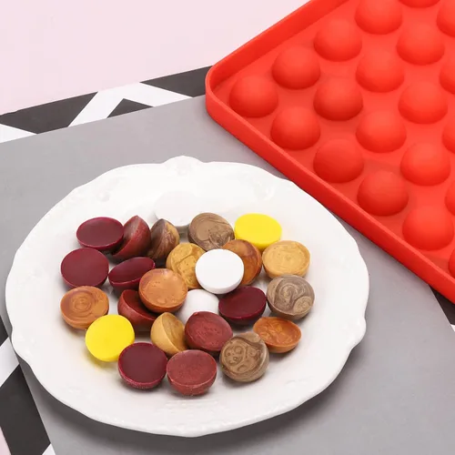 Vista 4 de 2 Piezas de Moldes Pequeños de Silicona d, Moldes Semi Esféricos de 140 Cavidades para Chocolate, Horneado, Dulces Caseros, Cuentas de Cera