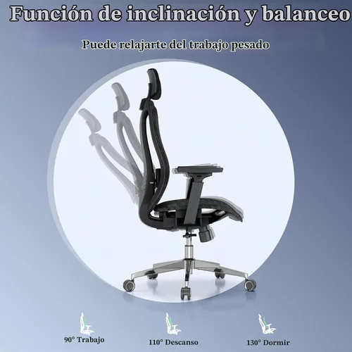 Vista 8 de Logicfox Silla de oficina ergonómica, silla de escritorio de malla con Negro - Asiento de malla