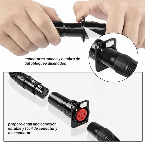 Vista 5 de MEIRIYFA XLR - Conector de montaje en panel de paso hembra a macho de 3 pines, micrófono XLR serie 3PIN D, convertidor de alimentación/paso a través