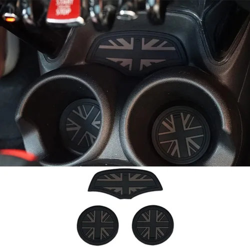 Vista 2 de Mini F55 F56 Posavasos para Coche, Juego de 3 Posavasos Antideslizantes Caja de Almacenamiento Alfombrilla de Silicona Antiimpacto para Portavasos