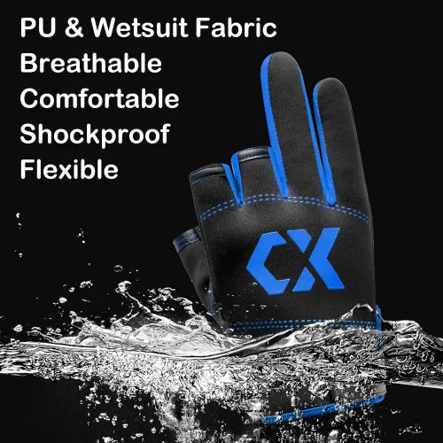 Vista 6 de SEIWEI Fishing Gloves 3 Fingers Cut Waterproof Sports Gloves Anti-Slip Windproof Gloves for Fishing Hunting Riding Cycling Hand Protectiion