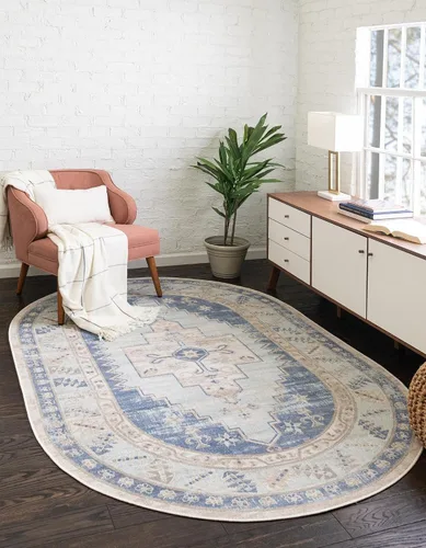 Vista 13 de Unique Loom Whitney Collection - Alfombra rectangular de 2 pies 2 pulgadas x 3 pies 1 pulgadas, color azul francés/beige)