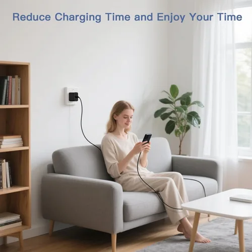 Vista 7 de Bloque de carga súper rápido Samsung de 45 W, paquete de 2 bloques de carga rápida tipo C con cable de carga USB C de 3 pies