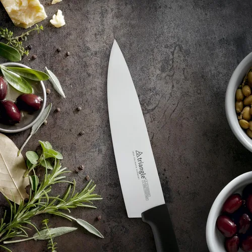 Vista 3 de triangle Cuchillo de chef, hoja de acero inoxidable de 7 pulgadas, mango ligero, equilibrado, apto para lavavajillas, fabricado en Alemania