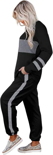 Vista 89 de Aloodor conjunto deportivo de 2 piezas para mujer, con sudadera con cuello redondo, sin botones