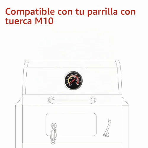 Vista 4 de GasSaf 2 3/8" barbacoa de acero inoxidable parrilla de carbón de madera ahumador de temperatura Pit termómetro Fahrenheit e indicador de calor