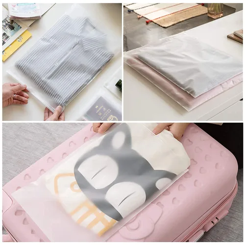 Vista 6 de Bolsas de embalaje de ropa para envío, 150 bolsas de plástico transparente con cremallera esmerilada para ropa de camisa, bolsas resellables