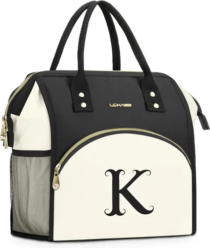 Vista 18 de Bolsa de almuerzo personalizada para mujer, elegante, reutilizable, aislada, con iniciales, para amiga, grande, de apertura ancha, resistente al