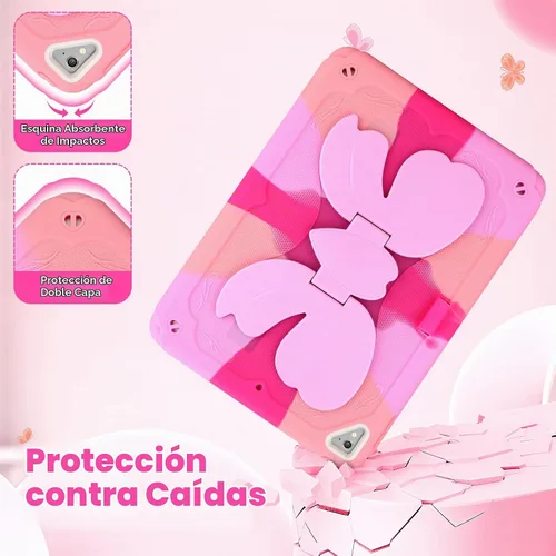 Vista 8 de VOFUOE Funda para iPad 6ª/5ª generación para niños para iPad 9.7 caso 2018 colorido rosado