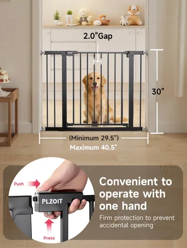 Vista 4 de Puerta de bebé de 29.5-40.5 pulgadas para escaleras, puerta para perros para puertas, puerta de seguridad de metal para bebés con cierre automático