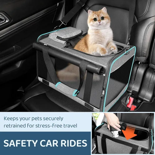 Vista 8 de GAPZER Transportador para gatos estadounidense, unido, aprobado por aerolíneas Delta, bolsa de viaje para mascotas de lados suaves para gatos