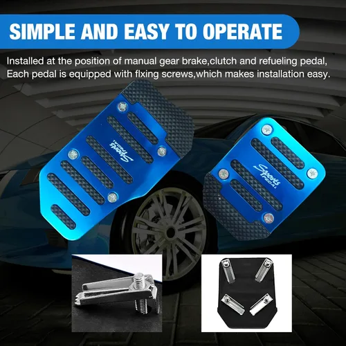 Vista 3 de Pack-3 Juego de almohadillas antideslizantes para pedal de automóvil, fundas para pedal de acelerador, protectores de pedal de freno de automóvil