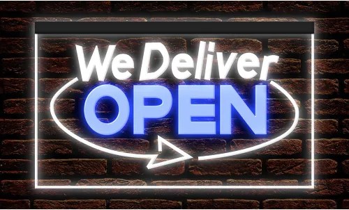 Vista 23 de 110020 We Deliver Open Services Cafe Fast food Shop Restaurant Display LED Light Neon Sign (12" X 8", 16 Colors By Remote)